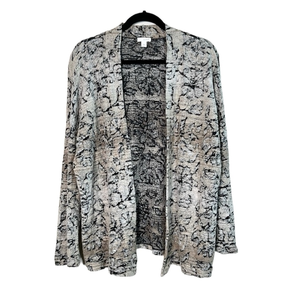 PURE JILL Floral Print Multi Color Neutral Open Front Cardigan size XS